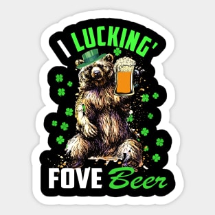 I Luckin' Fove Beer, St Patrick's Day Gift Idea For Beer Lover, St Patrick's Day Quotes Sticker